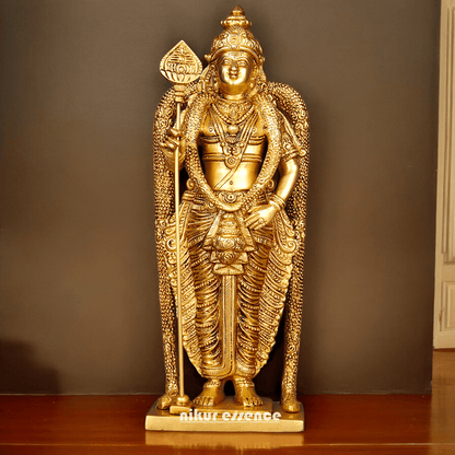 Buy online brass 30 cm Murugan Statue , Exquisite Brass Kartikeya Figurine for Sacred Altars and Home Décor by Nikur Essence Nikuressence