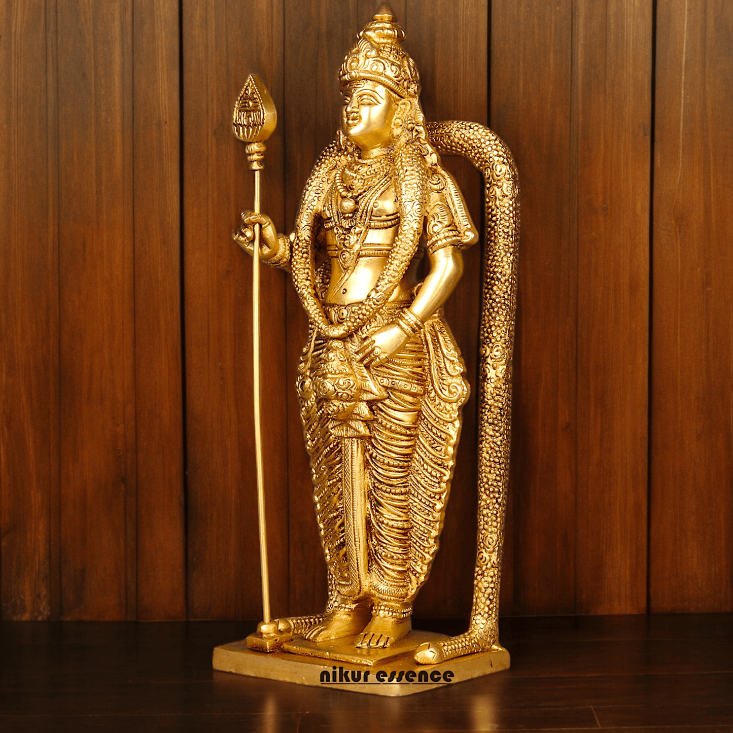 Buy online brass 30 cm Murugan Statue , Exquisite Brass Kartikeya Figurine for Sacred Altars and Home Décor by Nikur Essence Nikuressence