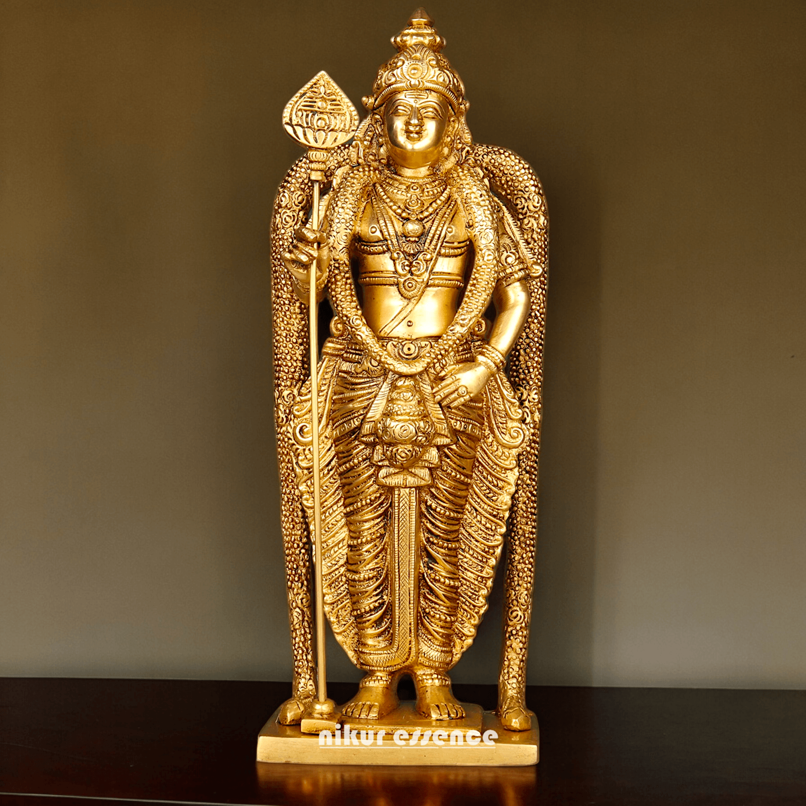 Buy online brass 30 cm Murugan Statue , Exquisite Brass Kartikeya Figurine for Sacred Altars and Home Décor by Nikur Essence Nikuressence