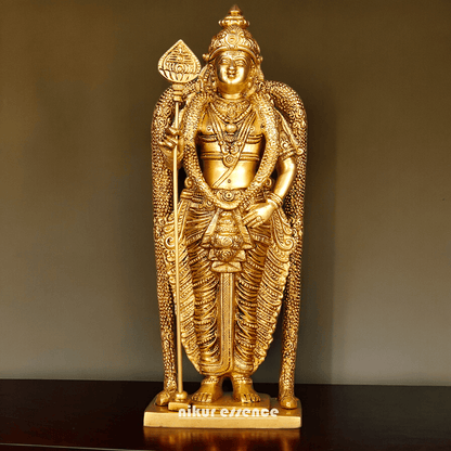 Buy online brass 30 cm Murugan Statue , Exquisite Brass Kartikeya Figurine for Sacred Altars and Home Décor by Nikur Essence Nikuressence