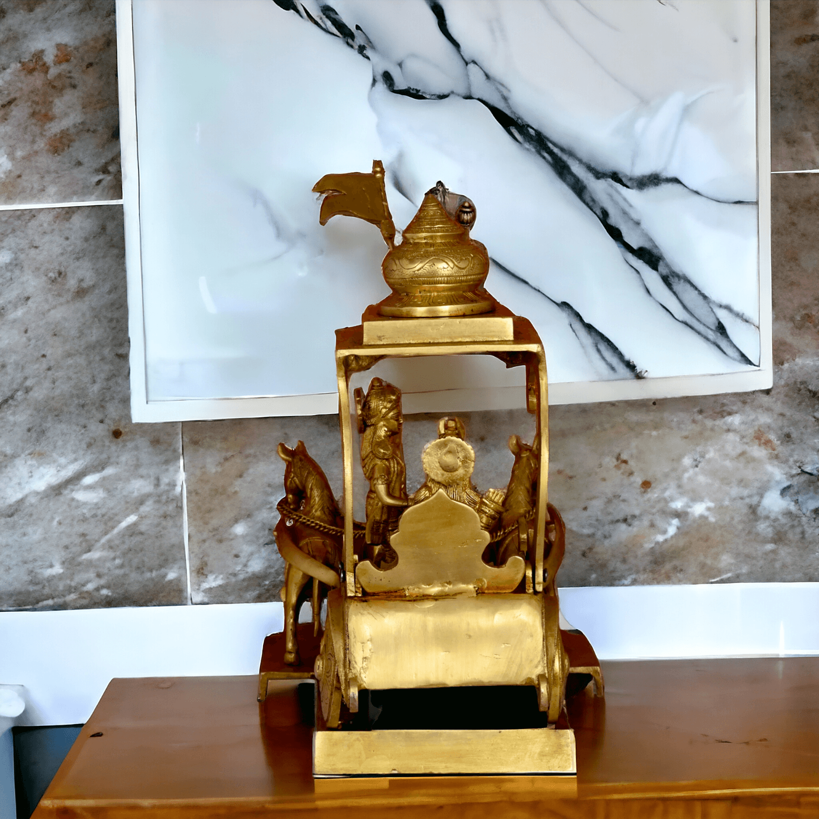 Brass online Lord Krishna Arjun Ratha by Nikur Essence - 14 inches height Nikuressence