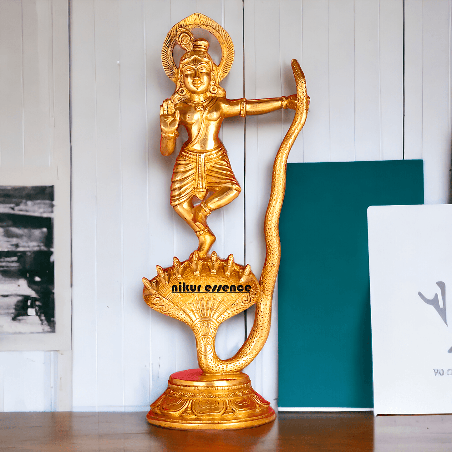 Online Brass Krishna Idol - 31 cm | Majestic Lord Krishna | By Nikur Essence Nikuressence