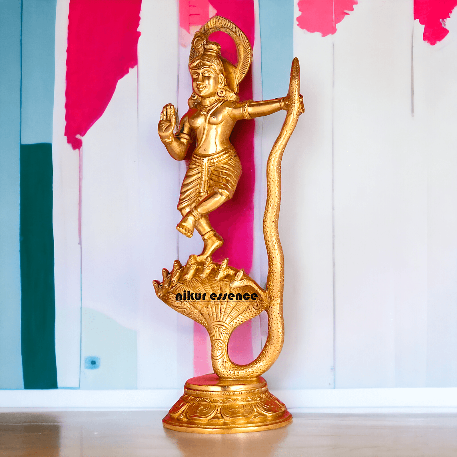 Online Brass Krishna Idol - 31 cm | Majestic Lord Krishna | By Nikur Essence Nikuressence