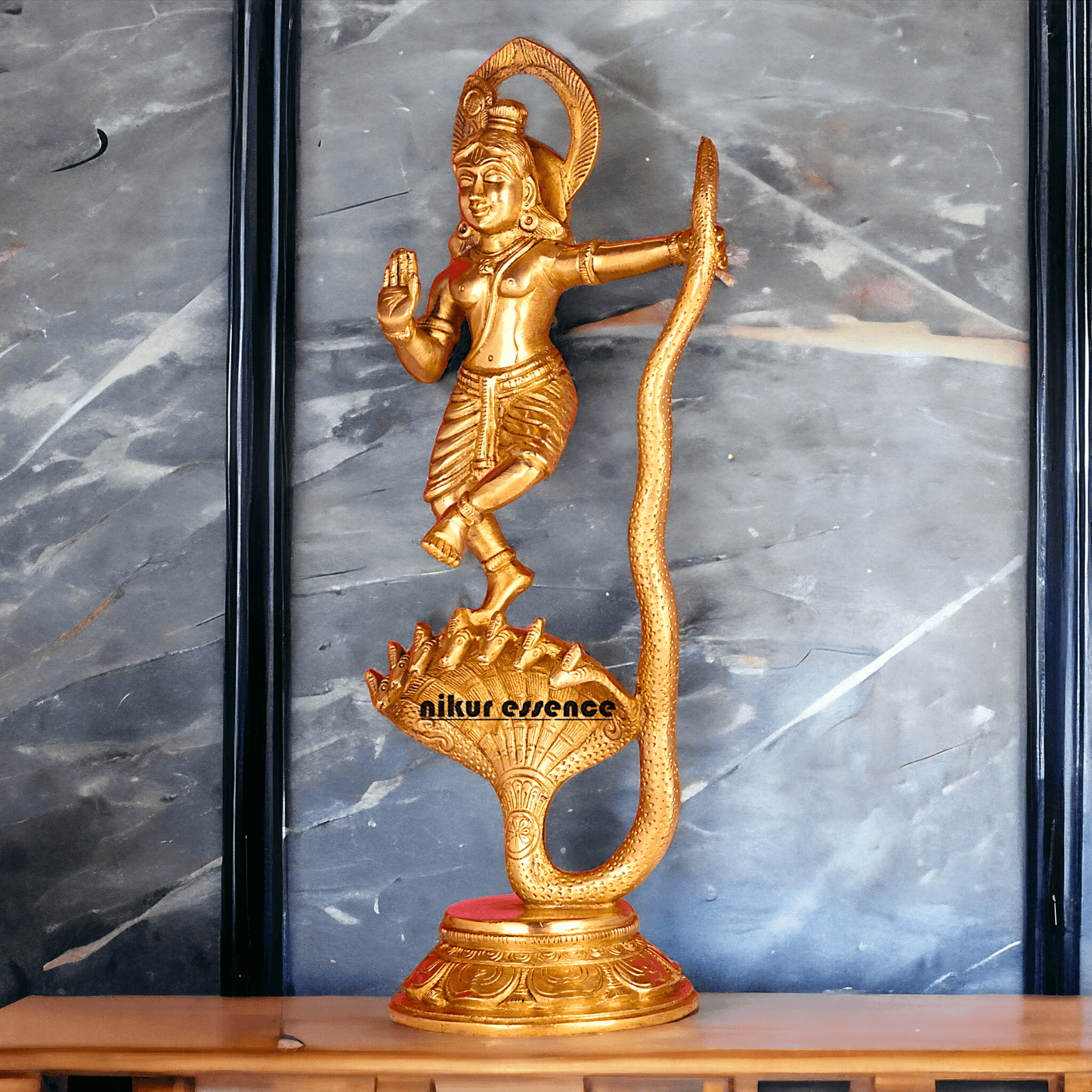 Online Brass Krishna Idol - 31 cm | Majestic Lord Krishna | By Nikur Essence Nikuressence