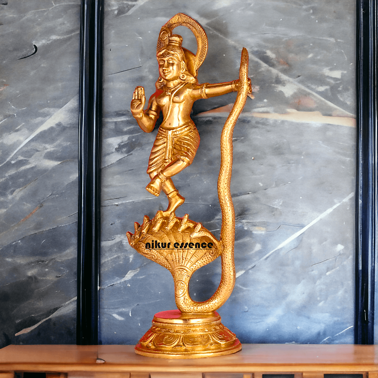 Online Brass Krishna Idol - 31 cm | Majestic Lord Krishna | By Nikur Essence Nikuressence