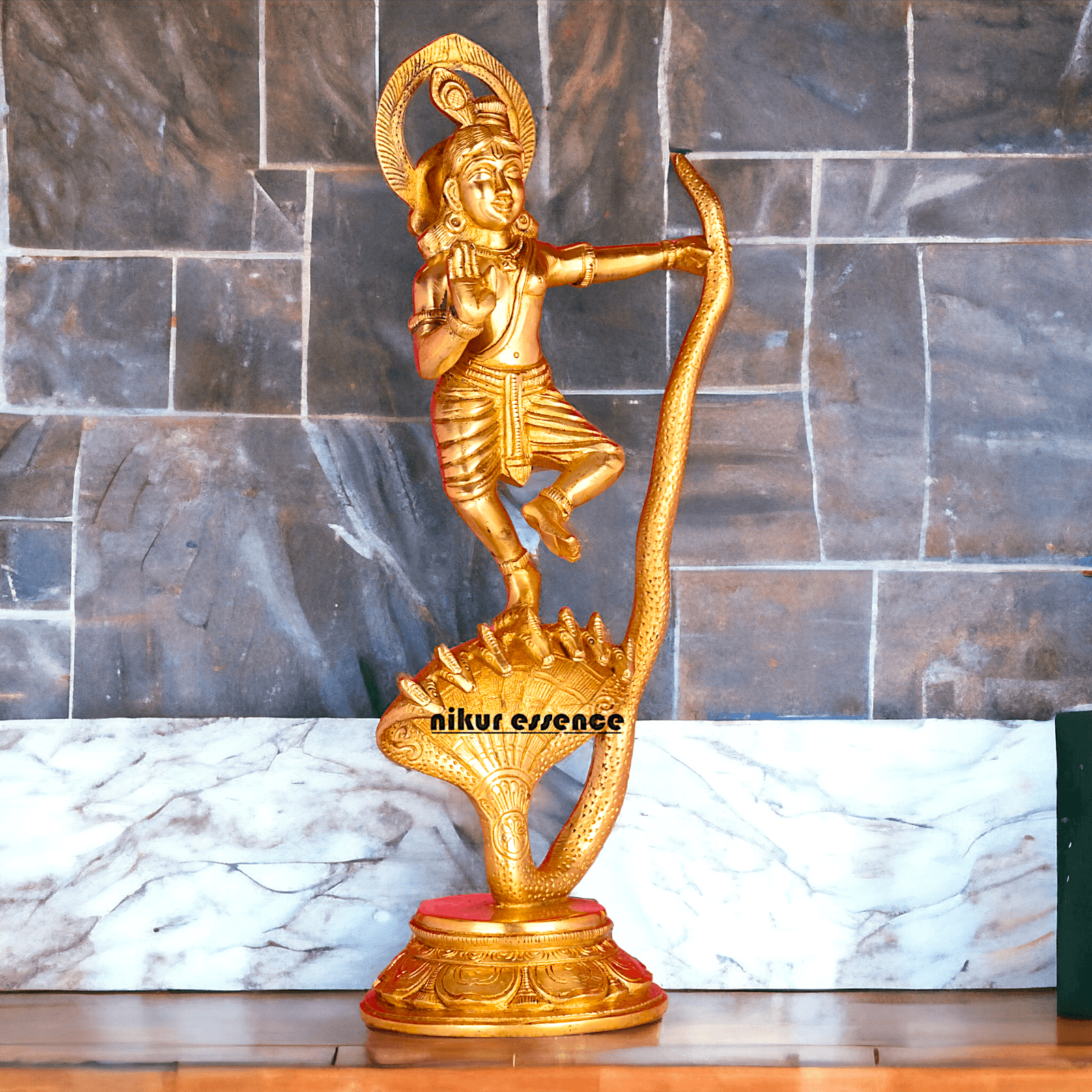 Online Brass Krishna Idol - 31 cm | Majestic Lord Krishna | By Nikur Essence Nikuressence