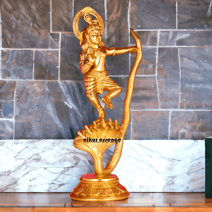Online Brass Krishna Idol - 31 cm | Majestic Lord Krishna | By Nikur Essence Nikuressence