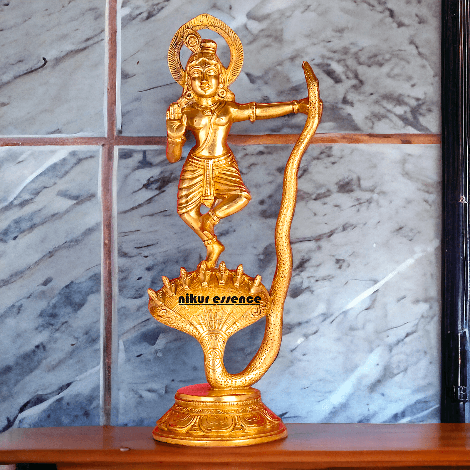 Online Brass Krishna Idol - 31 cm | Majestic Lord Krishna | By Nikur Essence Nikuressence