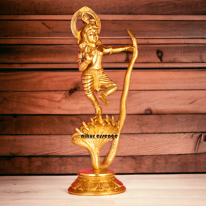 Online Brass Krishna Idol - 31 cm | Majestic Lord Krishna | By Nikur Essence Nikuressence