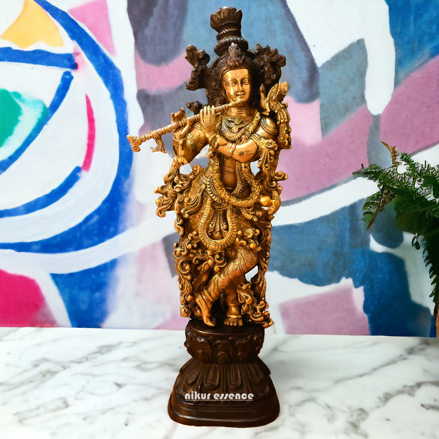 Buy Brass Krishna Standing Idol 2.5 Feet - Large Kanahiya Murti for Pooja Nikuressence