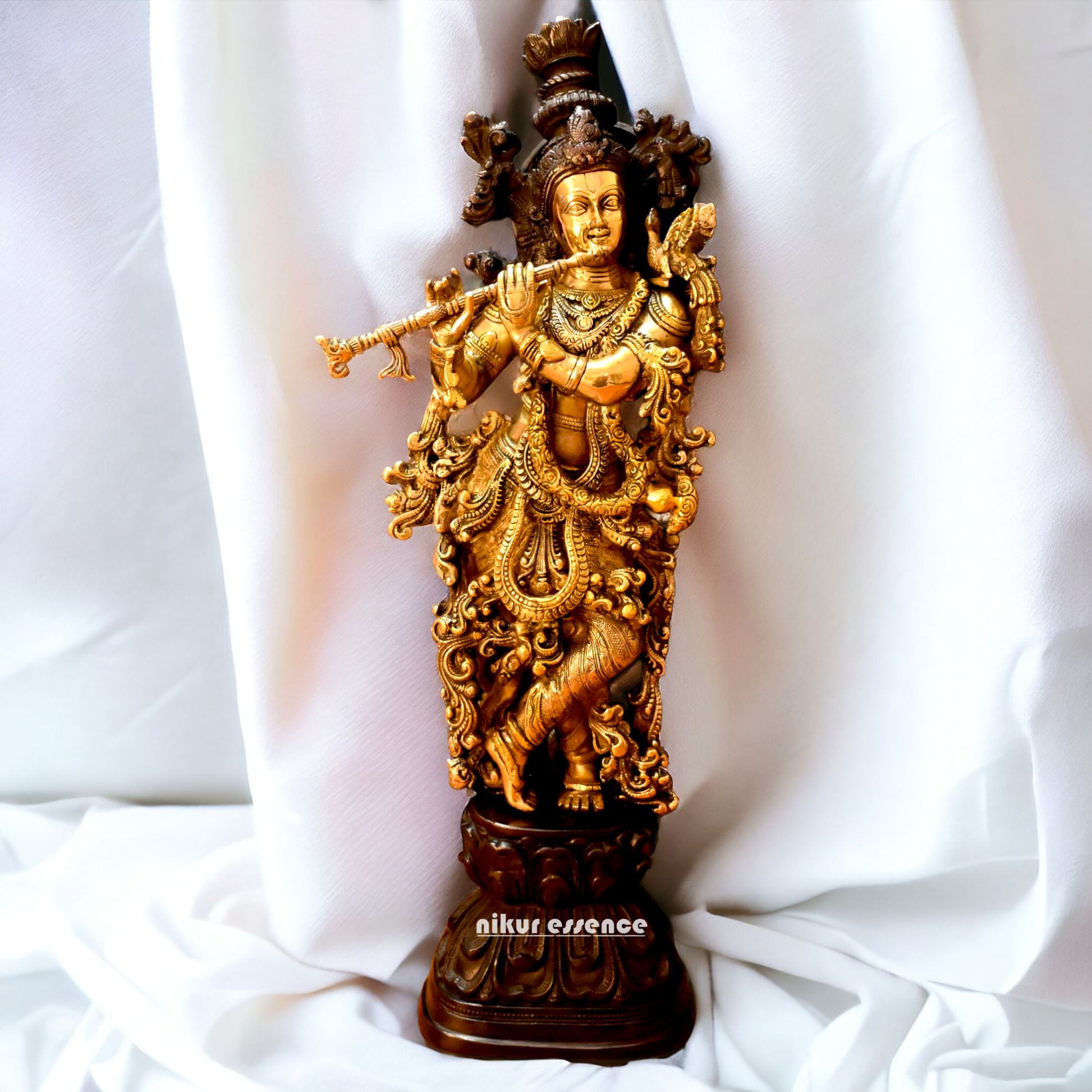 Buy Brass Krishna Standing Idol 2.5 Feet - Large Kanahiya Murti for Pooja Nikuressence