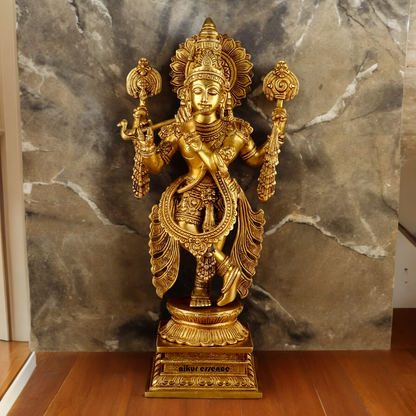 Buy Solid Brass Krishna Standing Large Statue - 20 Inches | Divine Home Decor & Spiritual Idol Nikuressence
