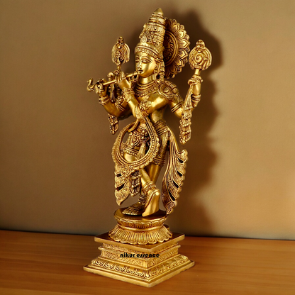 Buy Solid Brass Krishna Standing Large Statue - 20 Inches | Divine Home Decor & Spiritual Idol Nikuressence
