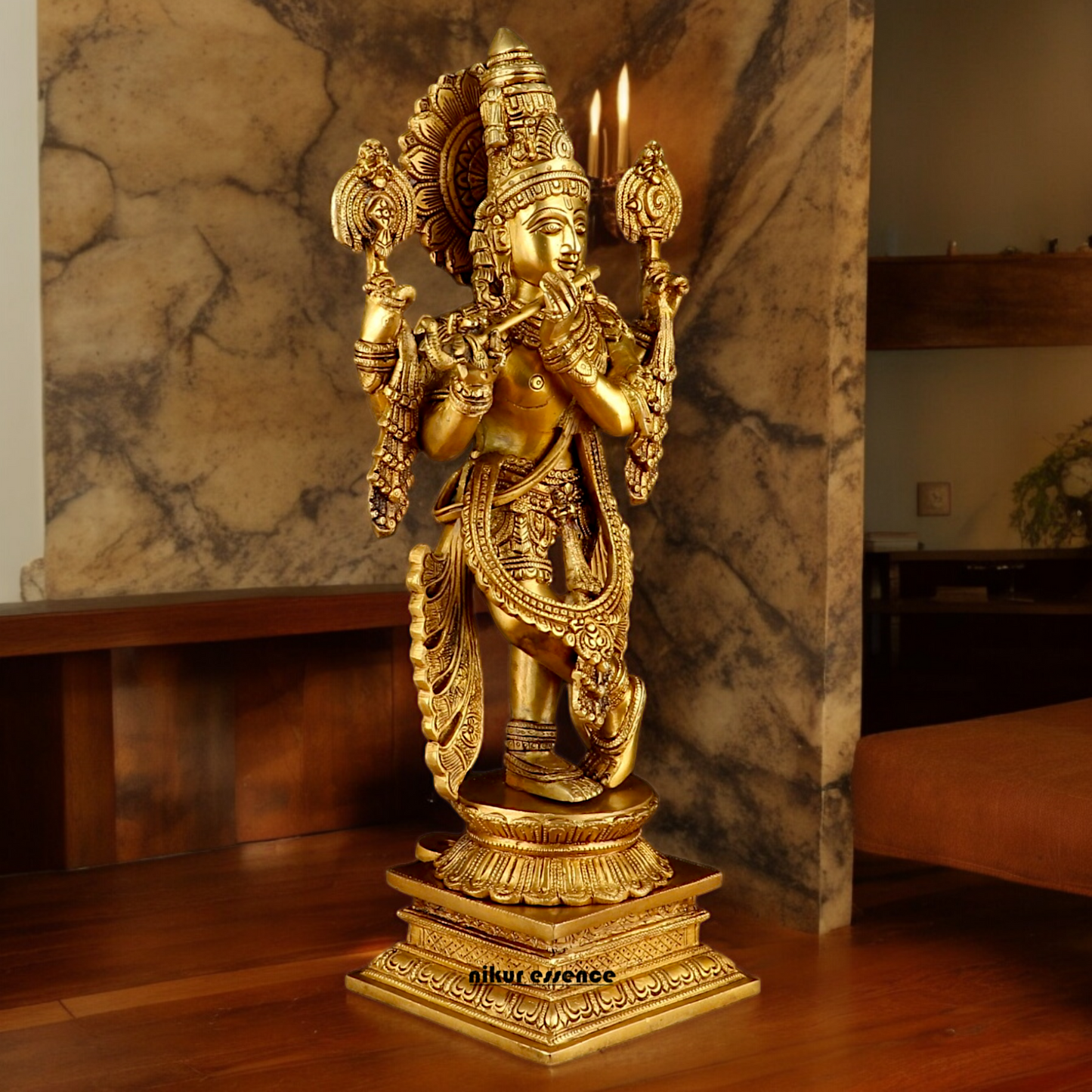 Buy Solid Brass Krishna Standing Large Statue - 20 Inches | Divine Home Decor & Spiritual Idol Nikuressence