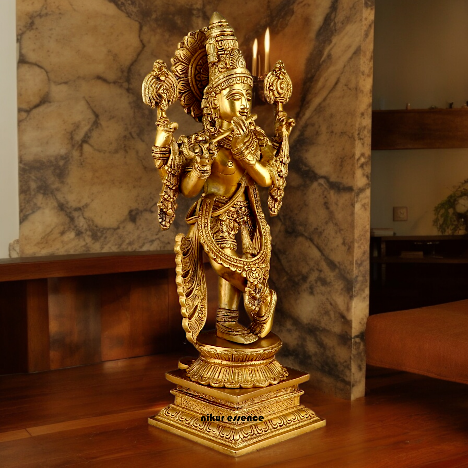 Buy Solid Brass Krishna Standing Large Statue - 20 Inches | Divine Home Decor & Spiritual Idol Nikuressence