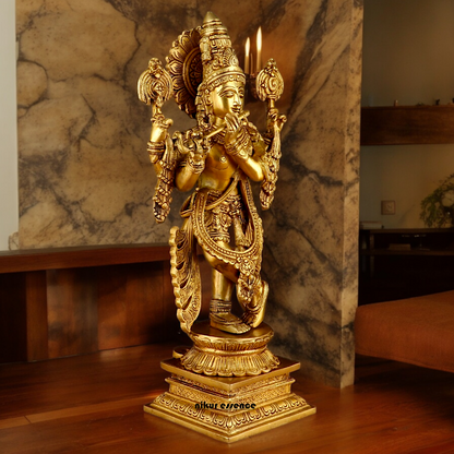 Buy Solid Brass Krishna Standing Large Statue - 20 Inches | Divine Home Decor & Spiritual Idol Nikuressence