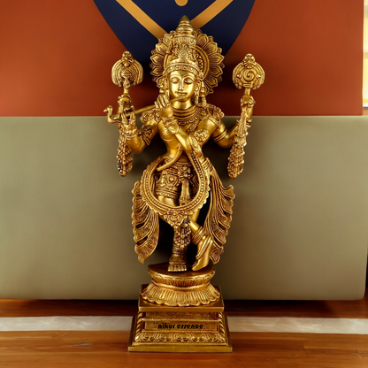 Buy Solid Brass Krishna Standing Large Statue - 20 Inches | Divine Home Decor & Spiritual Idol Nikuressence