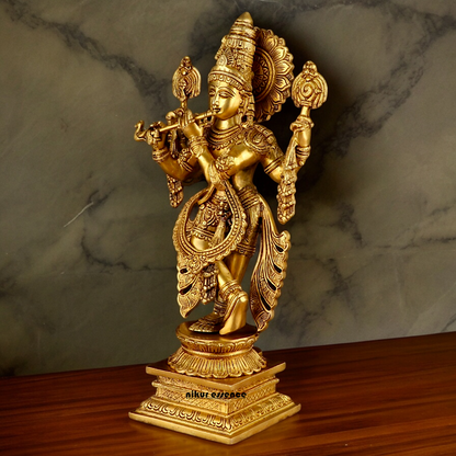 Buy Solid Brass Krishna Standing Large Statue - 20 Inches | Divine Home Decor & Spiritual Idol Nikuressence