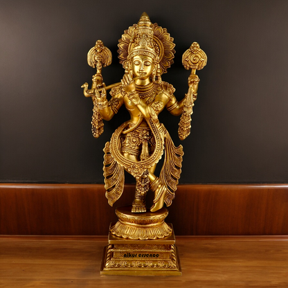 Buy Solid Brass Krishna Standing Large Statue - 20 Inches | Divine Home Decor & Spiritual Idol Nikuressence