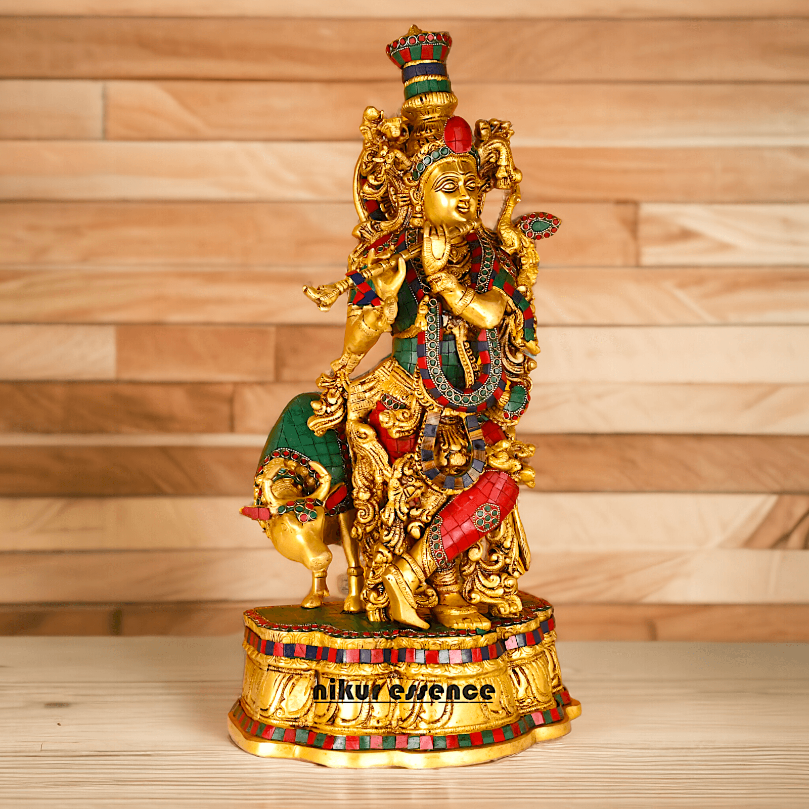 Buy Krishna with Cow | Brass Krishna with Cow | Pure Krishna with Cow-nikuressence Nikuressence