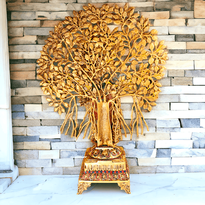 Pure Brass Krishna with Tree Design | Hindu God Krishna | Brass Krishna | Stone work Nikuressence