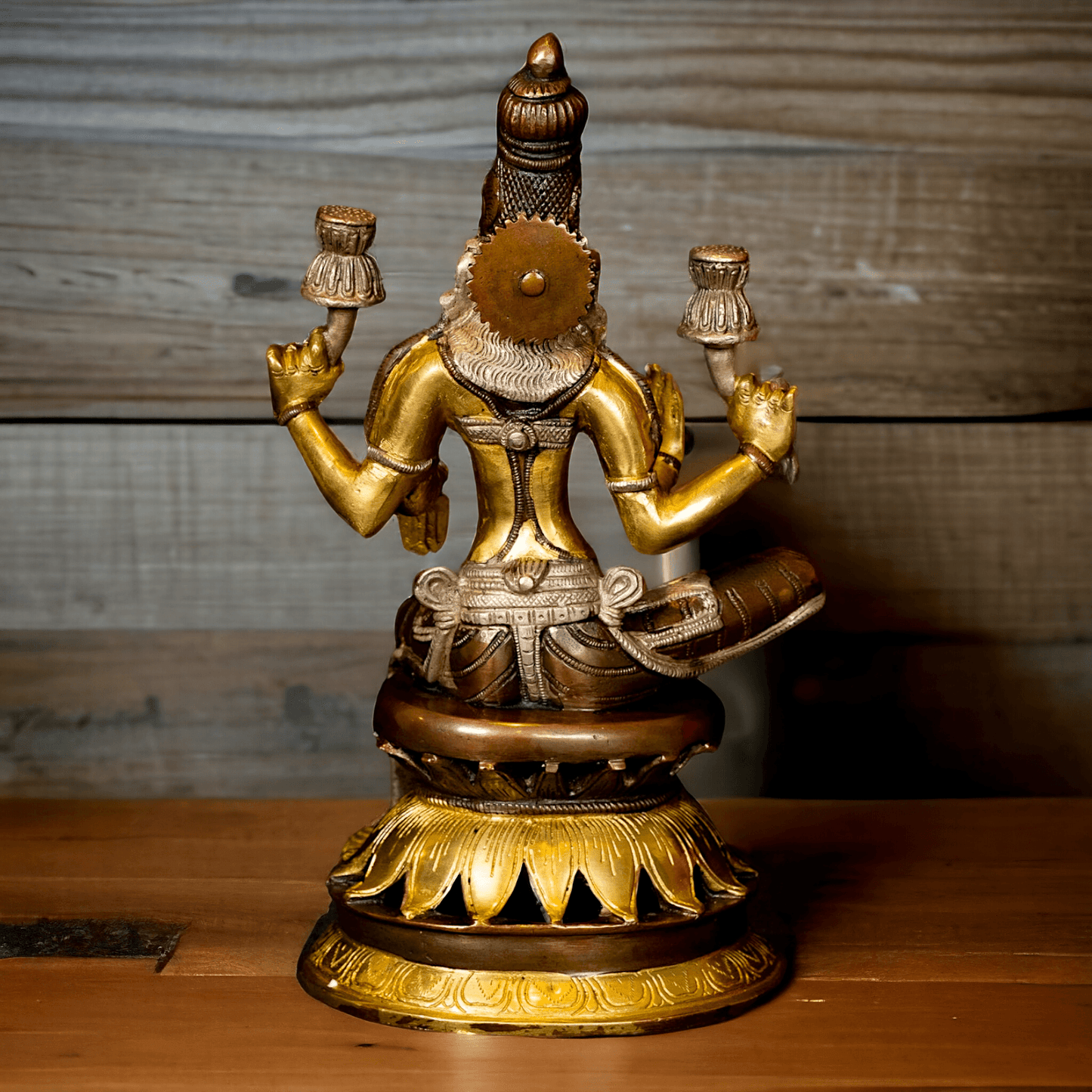 Buy Brass Lakshmi Devi Seated on a Lotus, Handcrafted 12-Inch Spiritual Masterpiece for Home Decor and Puja Room Nikuressence