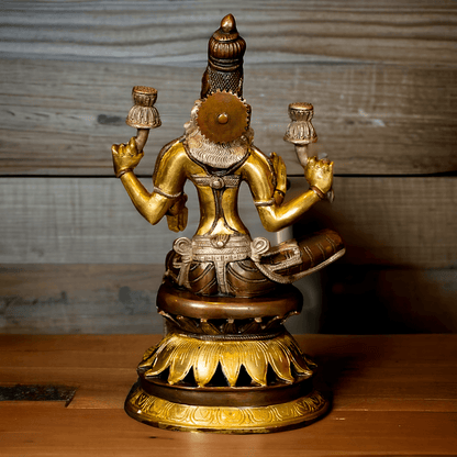 Buy Brass Lakshmi Devi Seated on a Lotus, Handcrafted 12-Inch Spiritual Masterpiece for Home Decor and Puja Room Nikuressence