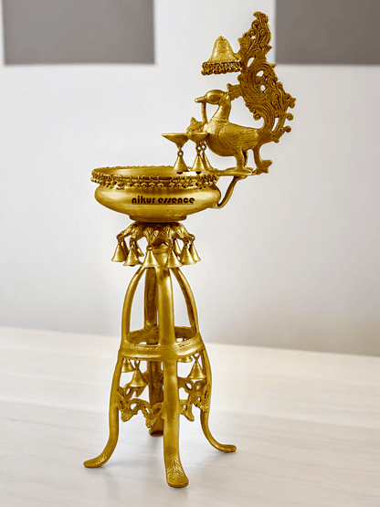 Large Size brass Decorative Lamp with Hanging Bells and Ghungroos Nikuressence
