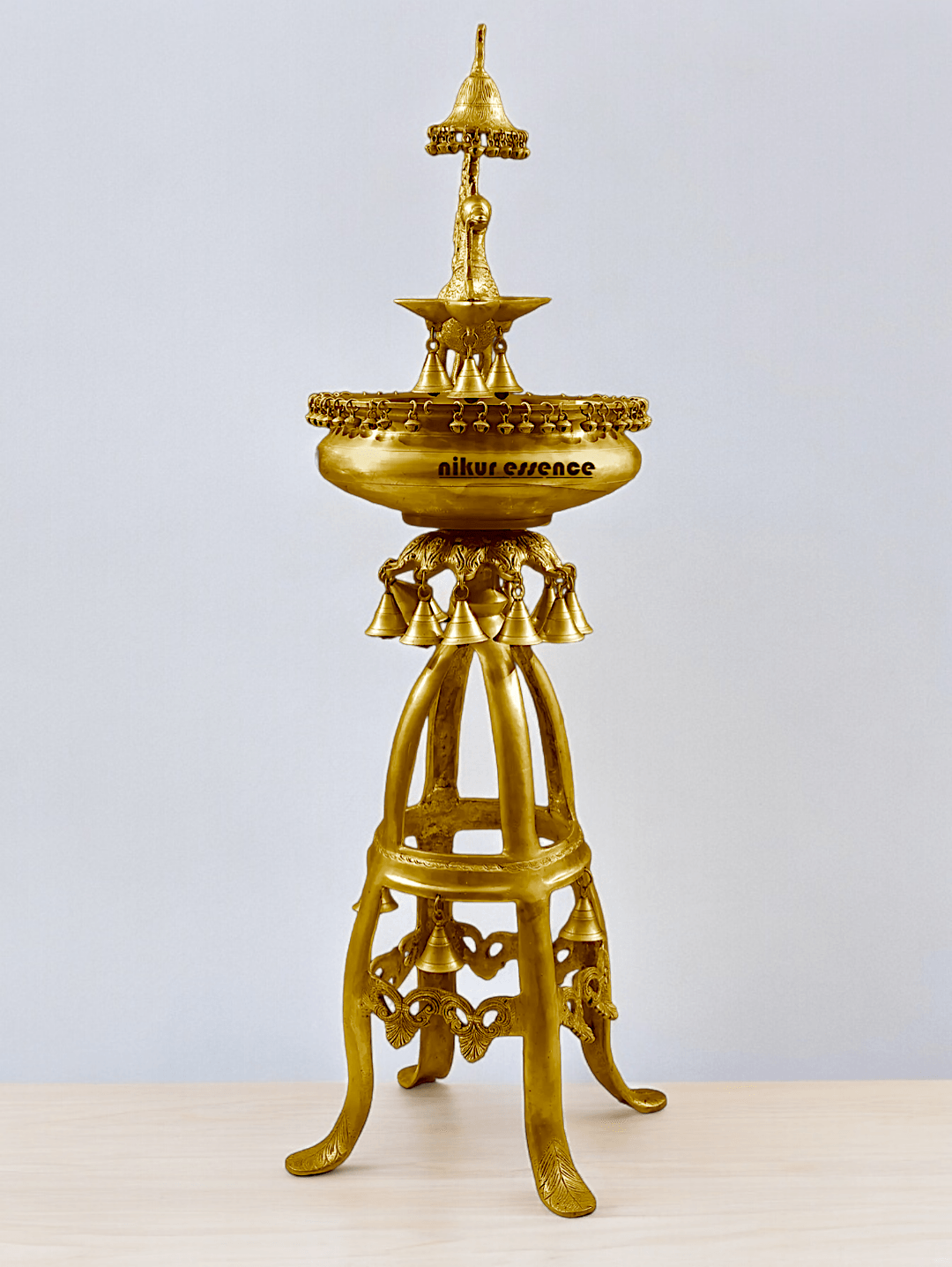 Large Size brass Decorative Lamp with Hanging Bells and Ghungroos Nikuressence