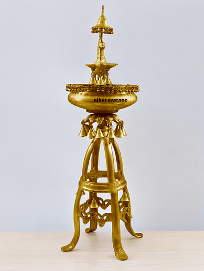 Large Size brass Decorative Lamp with Hanging Bells and Ghungroos Nikuressence