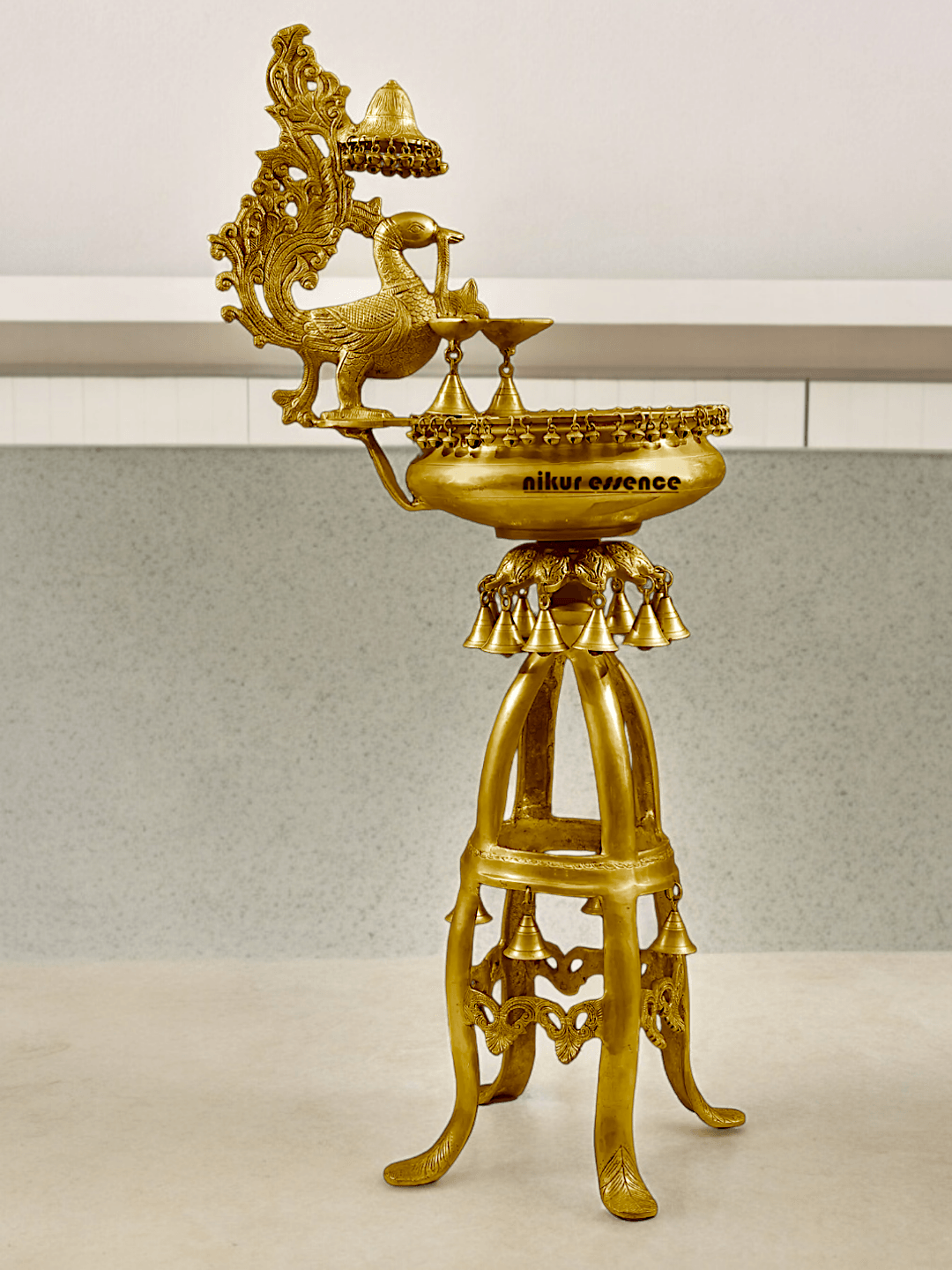 Large Size brass Decorative Lamp with Hanging Bells and Ghungroos Nikuressence