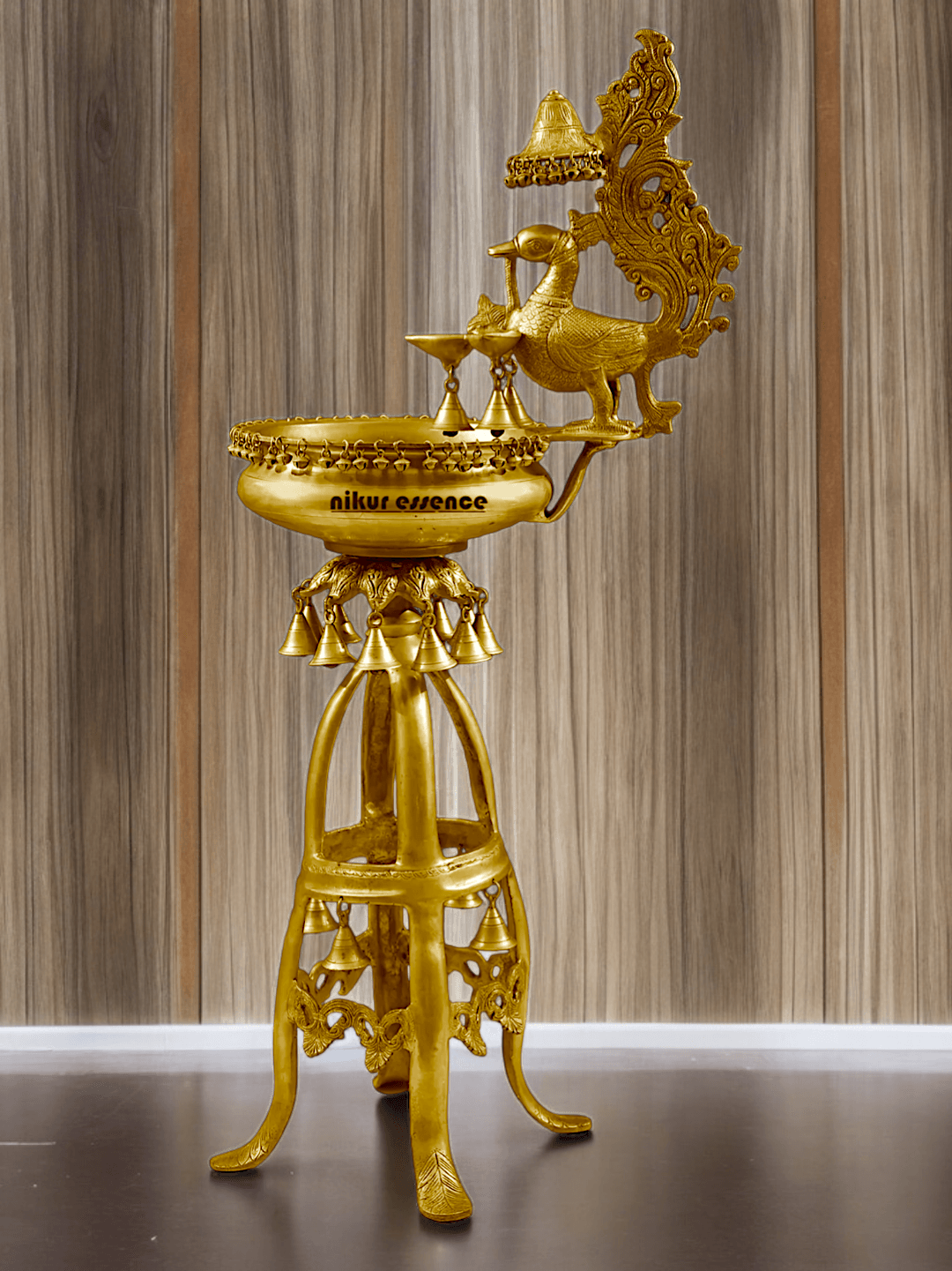 Large Size brass Decorative Lamp with Hanging Bells and Ghungroos Nikuressence
