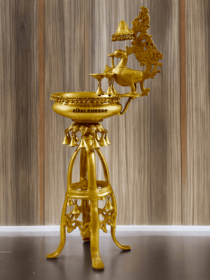 Large Size brass Decorative Lamp with Hanging Bells and Ghungroos Nikuressence