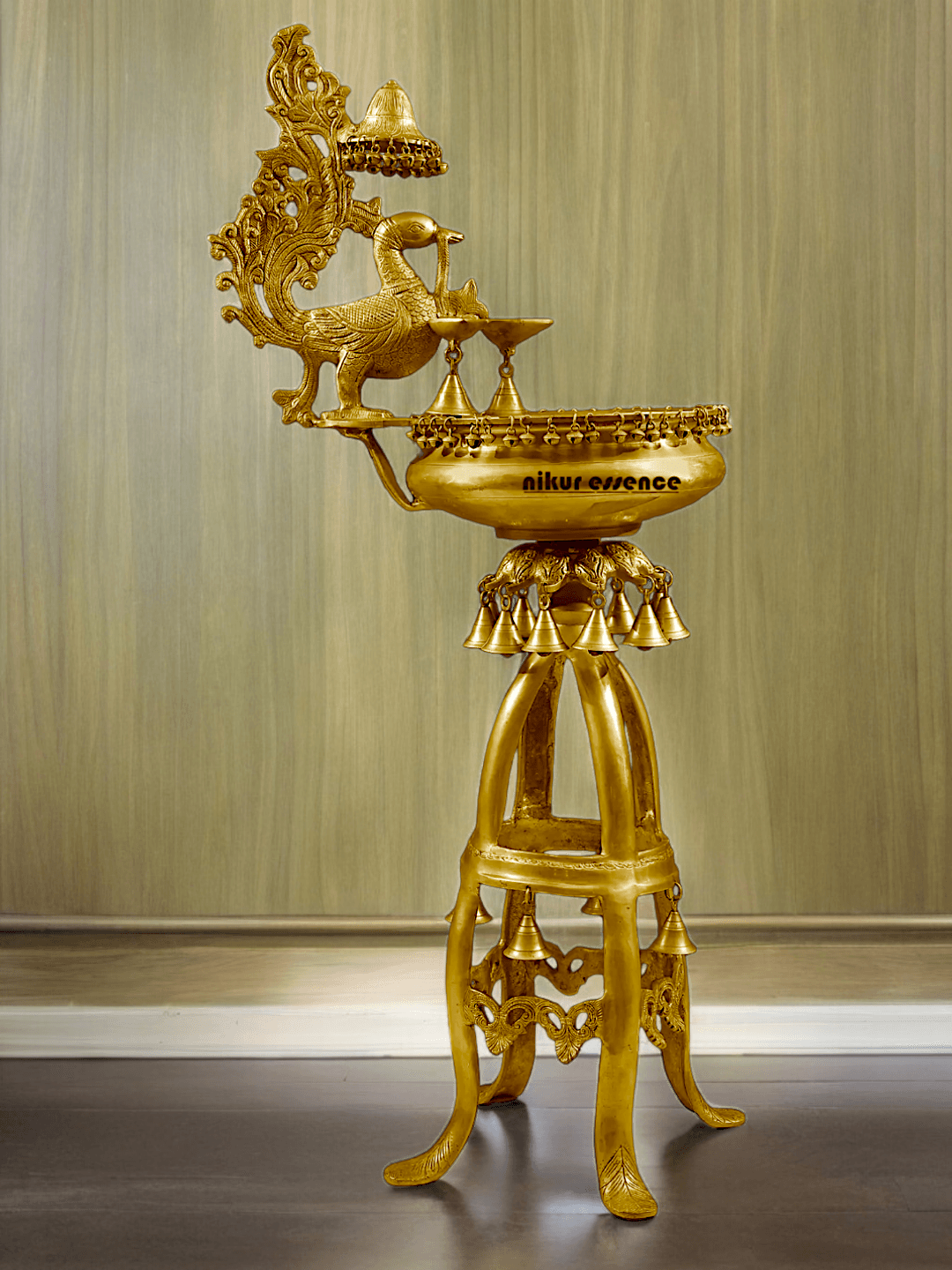 Large Size brass Decorative Lamp with Hanging Bells and Ghungroos Nikuressence