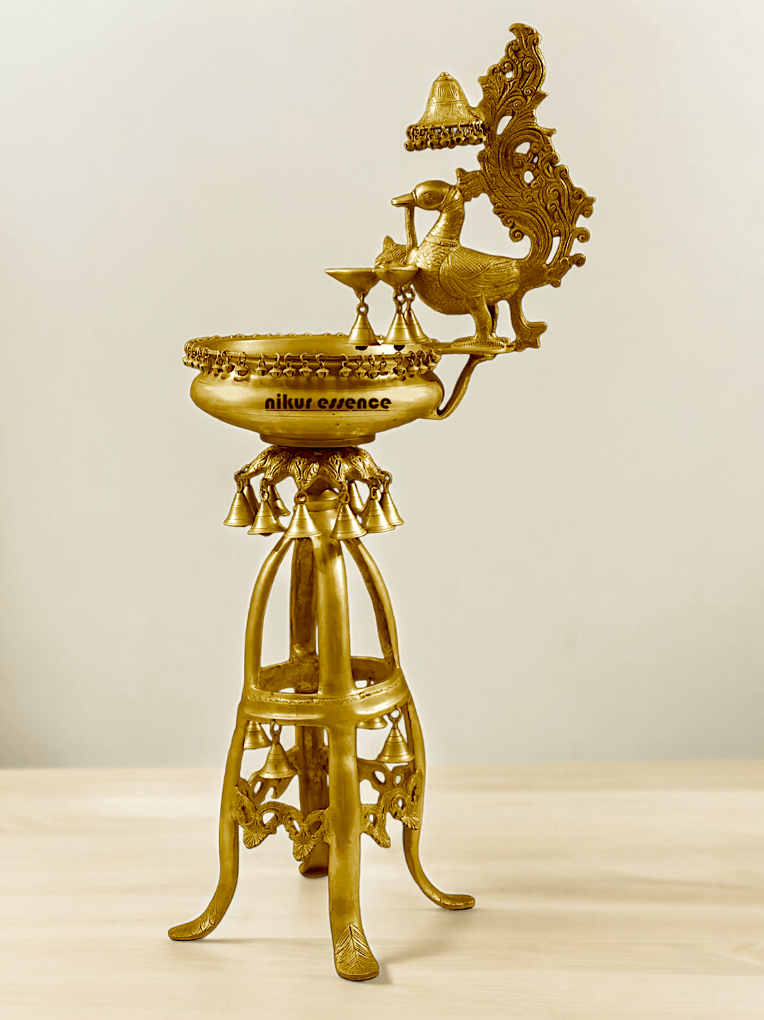 Large Size brass Decorative Lamp with Hanging Bells and Ghungroos Nikuressence