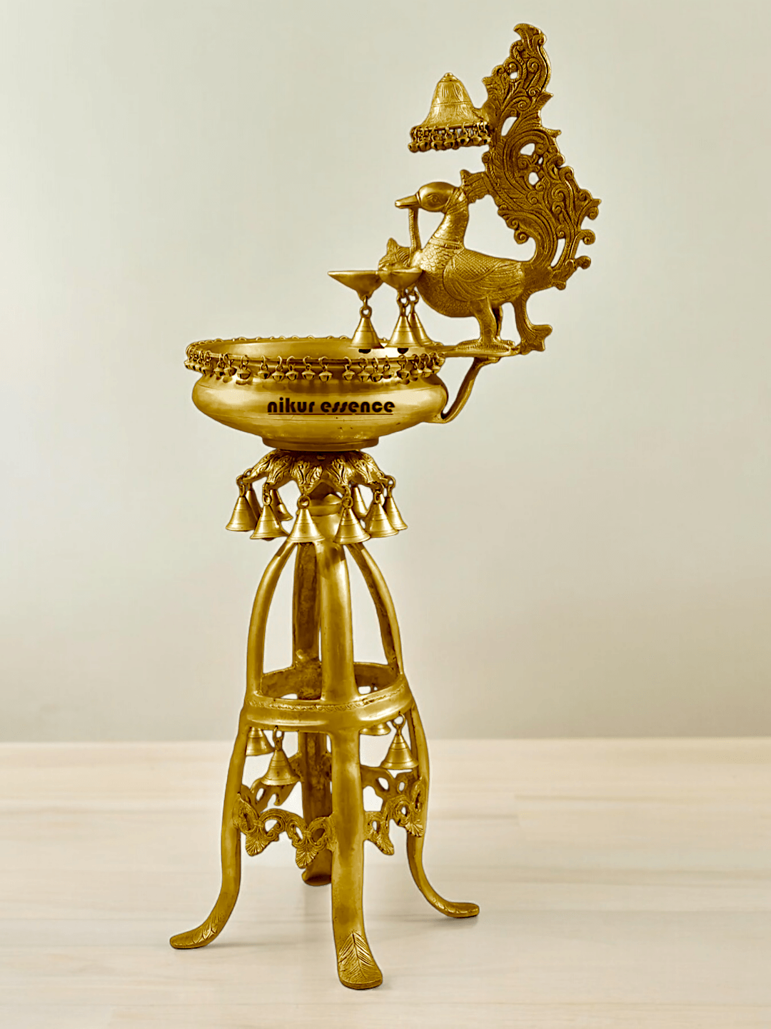 Large Size brass Decorative Lamp with Hanging Bells and Ghungroos Nikuressence