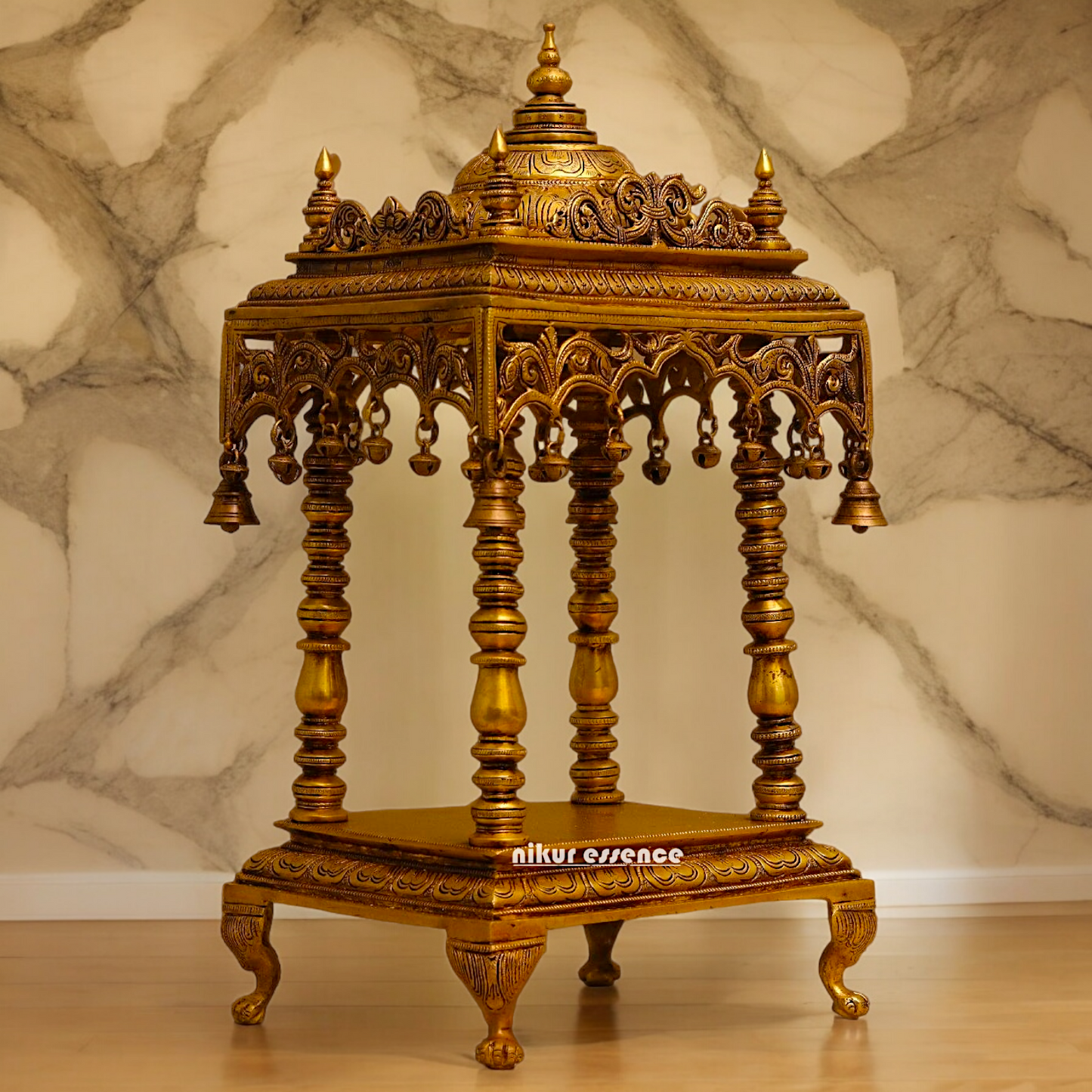 Solid Brass Large Temple with hanging Bells - 21 inches height Nikuressence