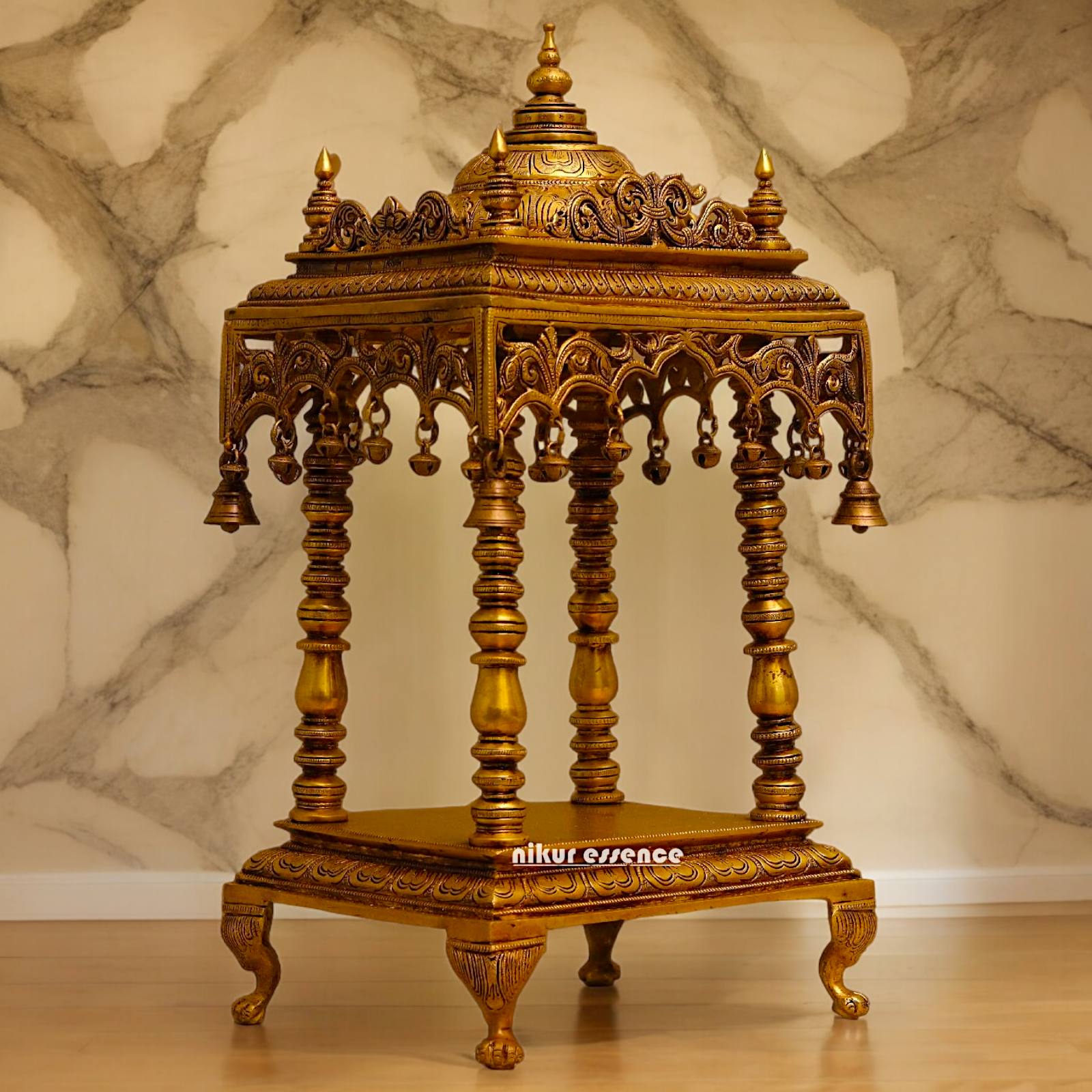 Solid Brass Large Temple with hanging Bells - 21 inches height Nikuressence