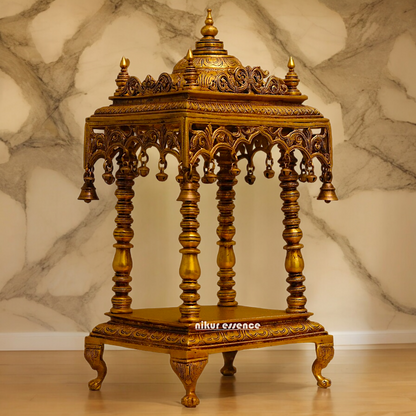 Solid Brass Large Temple with hanging Bells - 21 inches height Nikuressence
