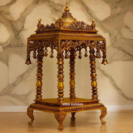 Solid Brass Large Temple with hanging Bells - 21 inches height Nikuressence