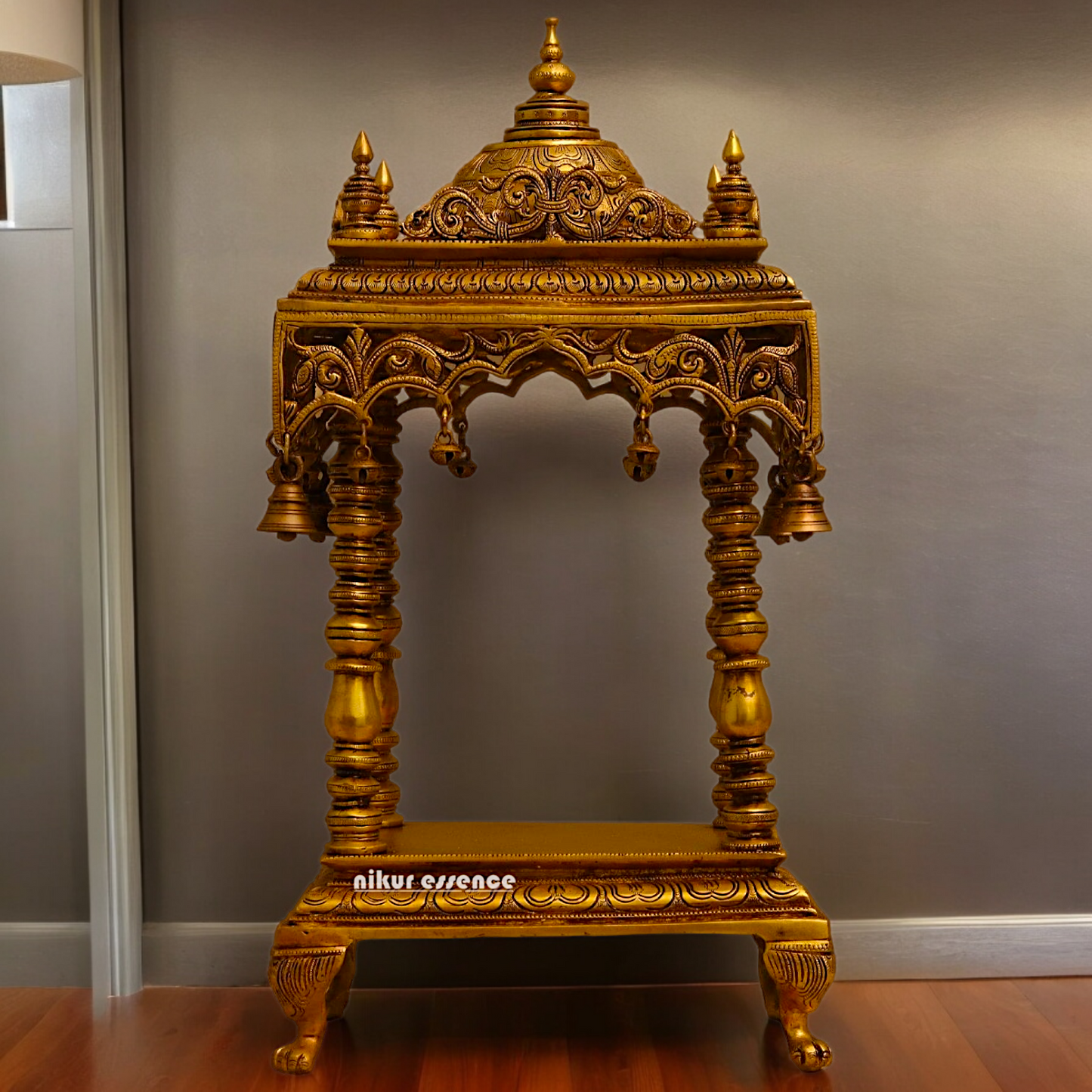 Solid Brass Large Temple with hanging Bells - 21 inches height Nikuressence