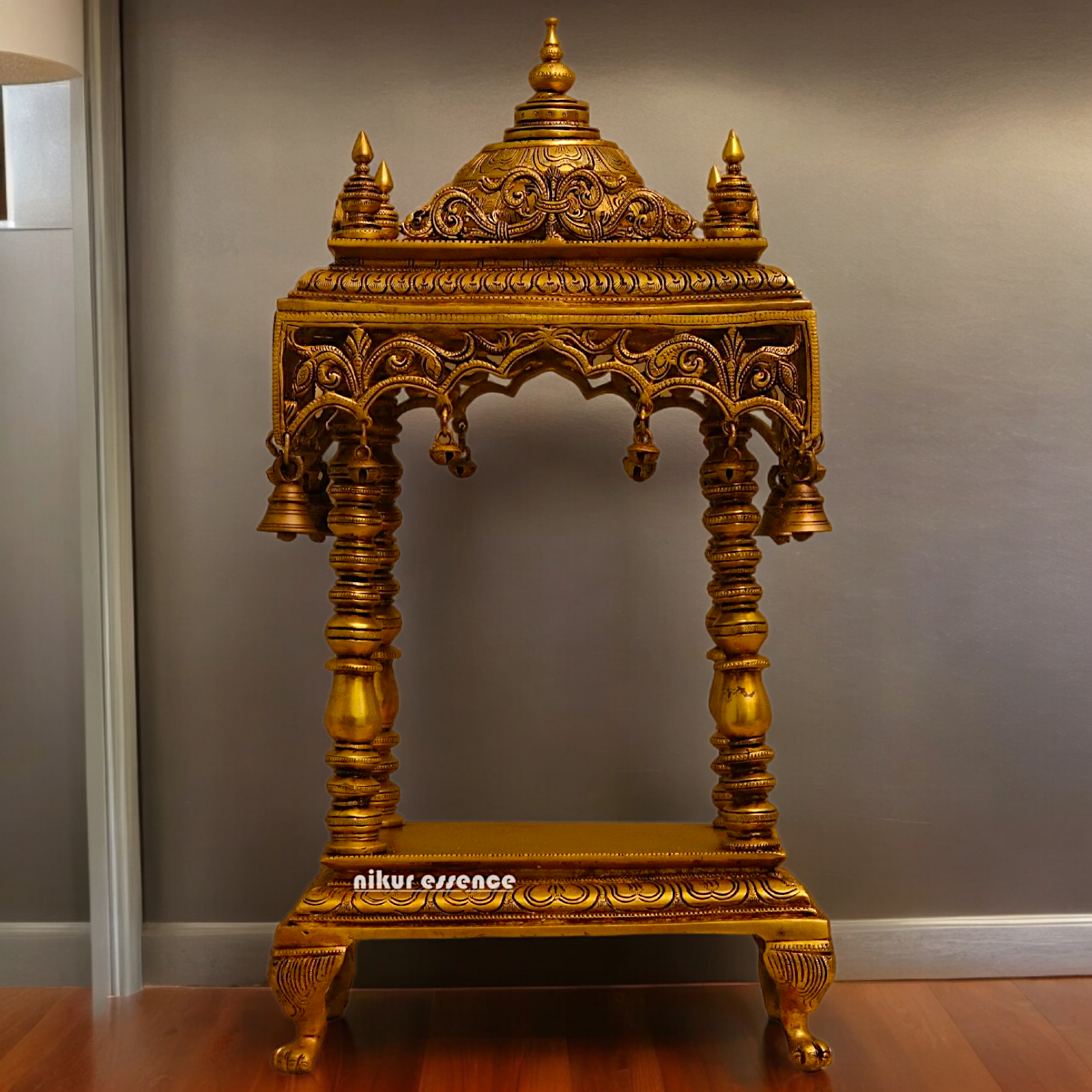Solid Brass Large Temple with hanging Bells - 21 inches height Nikuressence