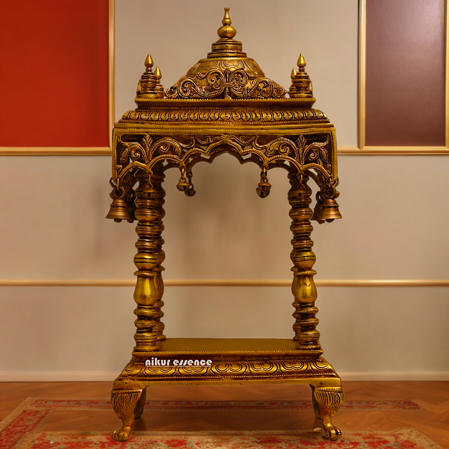 Solid Brass Large Temple with hanging Bells - 21 inches height Nikuressence