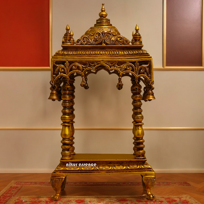 Solid Brass Large Temple with hanging Bells - 21 inches height Nikuressence