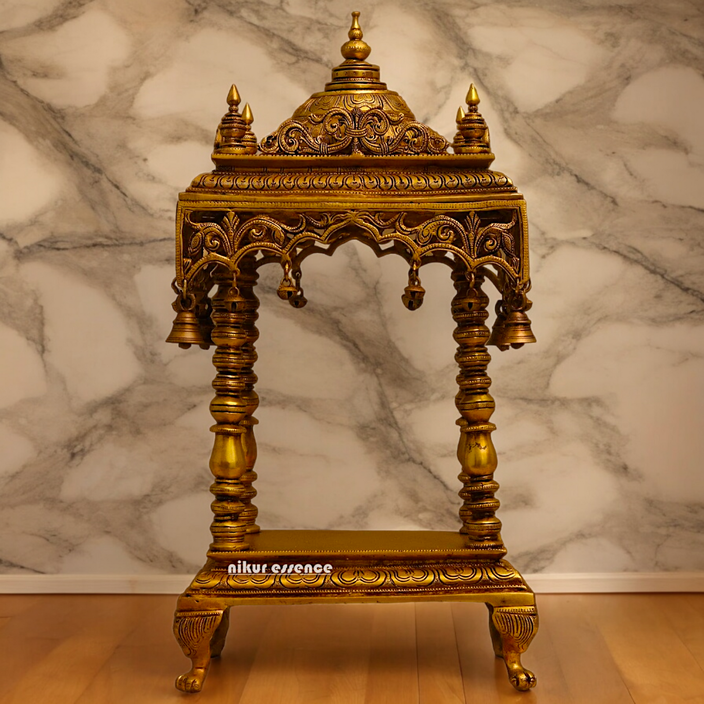 Solid Brass Large Temple with hanging Bells - 21 inches height Nikuressence