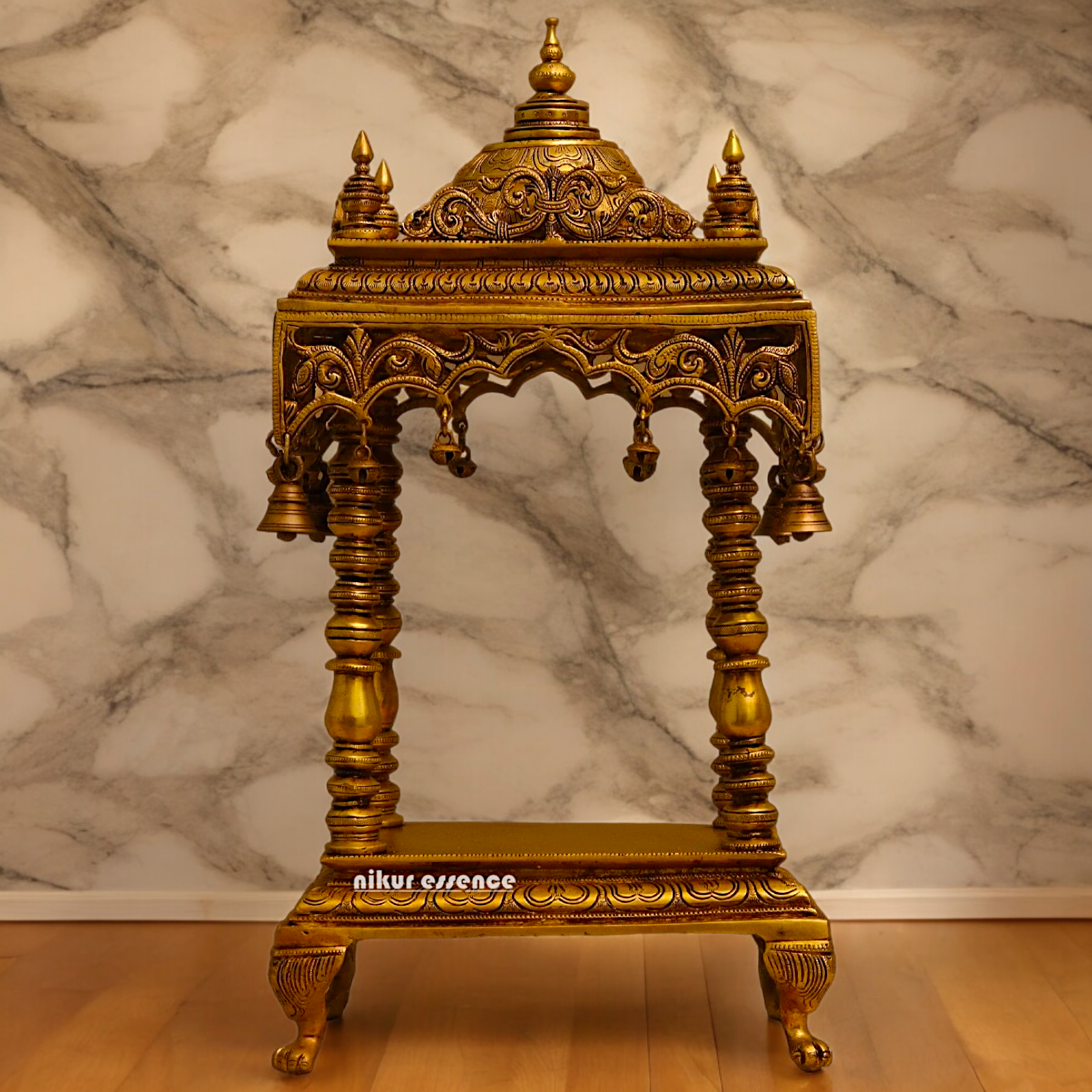 Solid Brass Large Temple with hanging Bells - 21 inches height Nikuressence