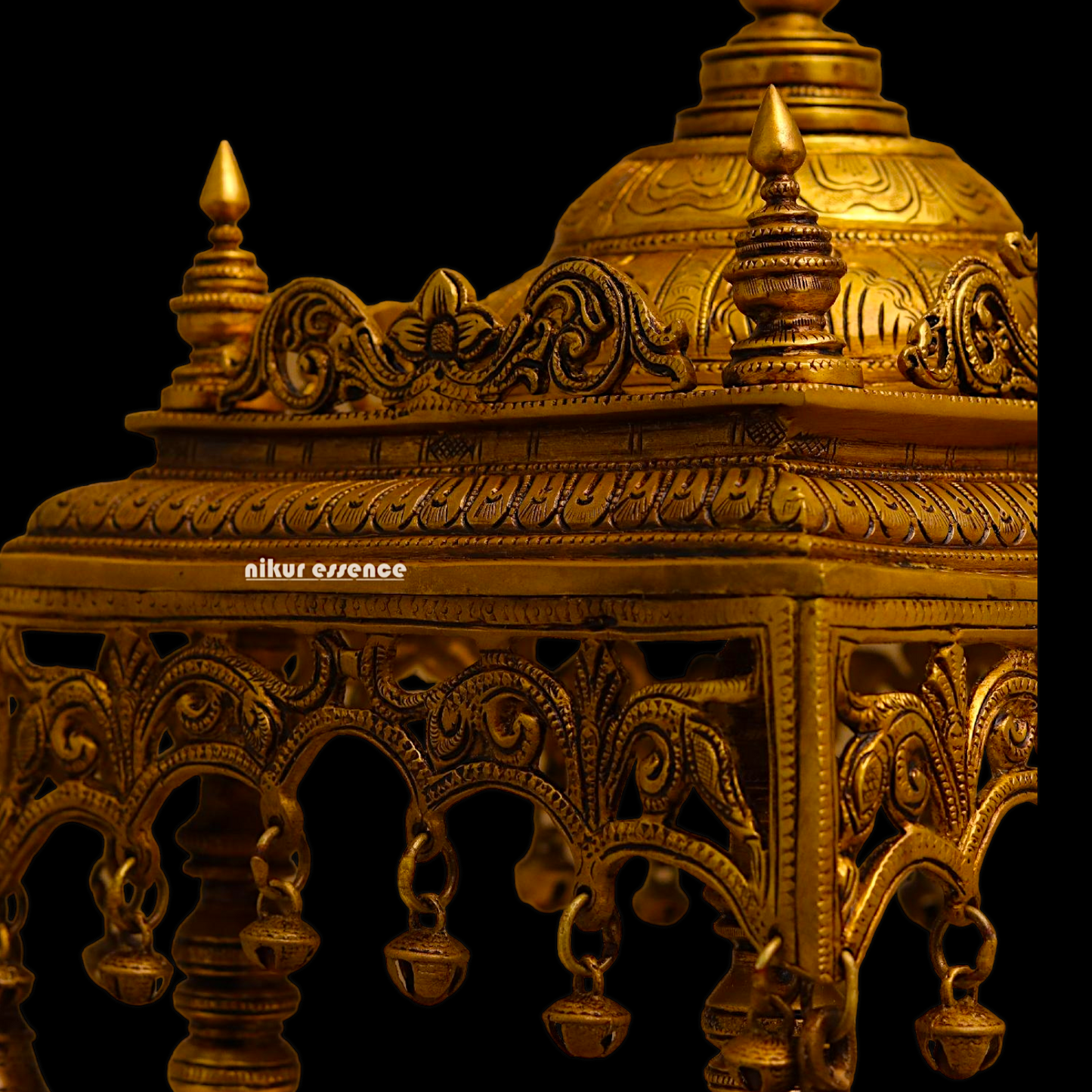 Solid Brass Large Temple with hanging Bells - 21 inches height Nikuressence