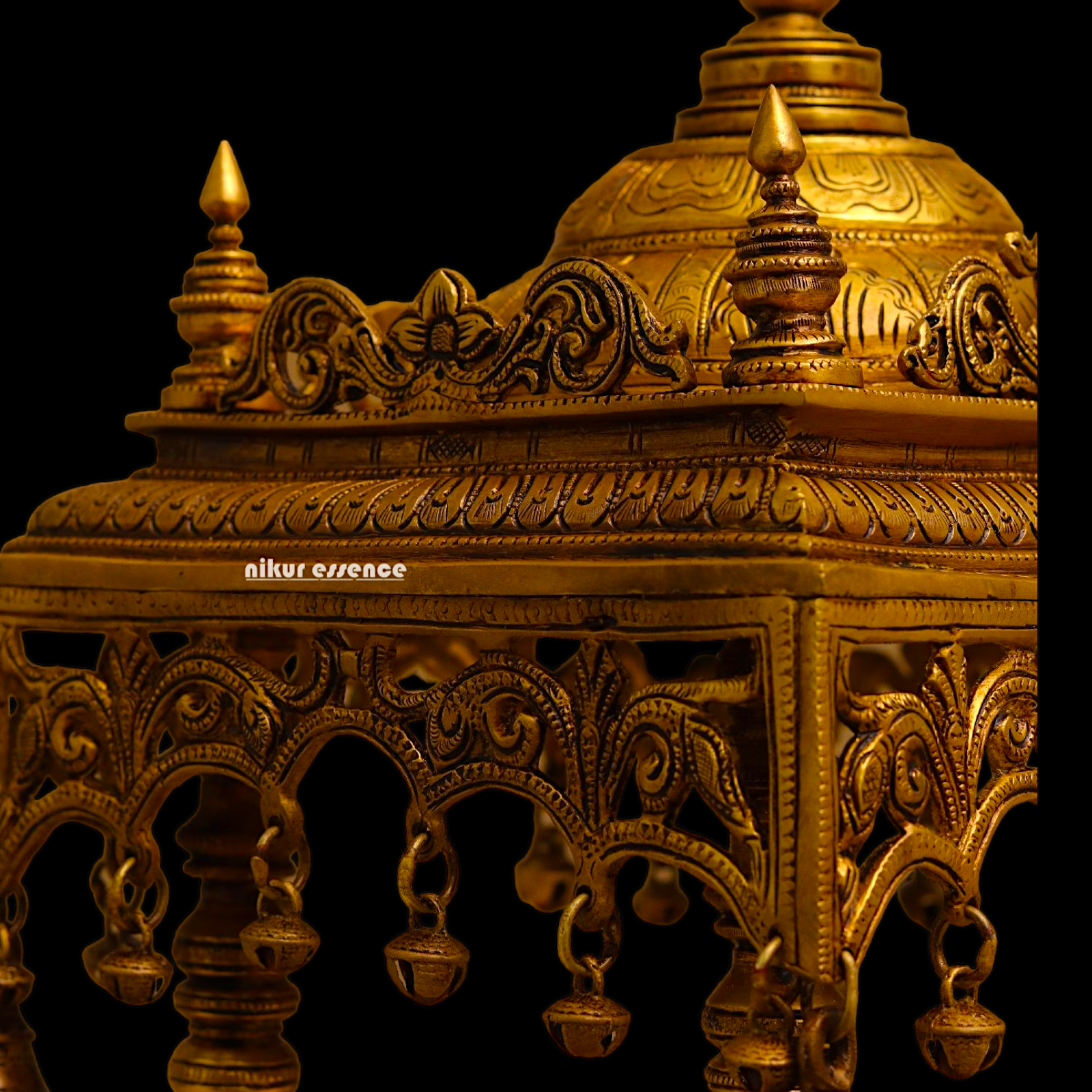 Solid Brass Large Temple with hanging Bells - 21 inches height Nikuressence