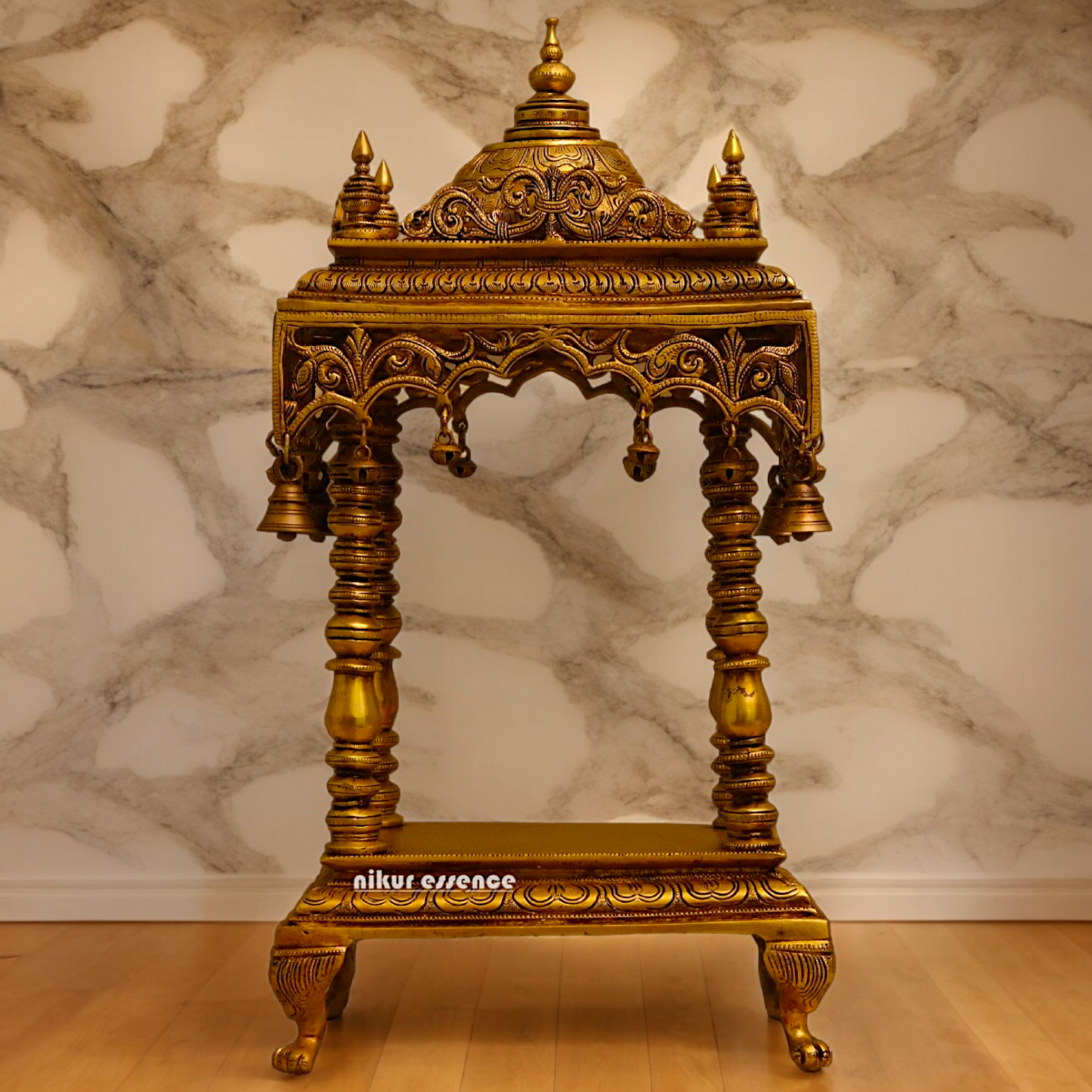 Solid Brass Large Temple with hanging Bells - 21 inches height Nikuressence