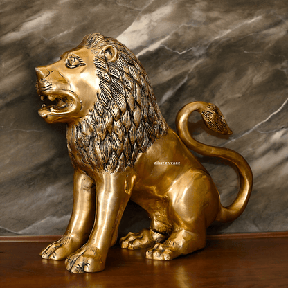 Large Solid Brass Lion Statue by Nikur Essence - 16 inch Nikuressence
